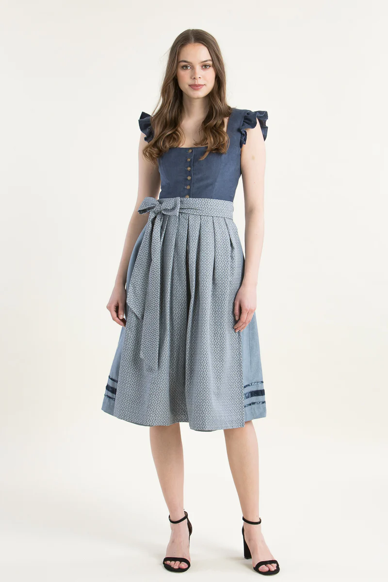 Alpenherz Flügelarm-Dirndl Nila blau